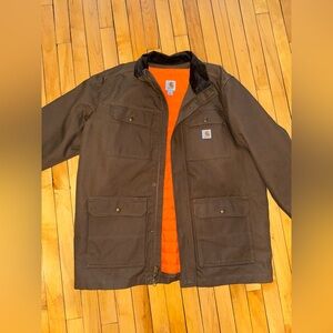 Carhartt Jacket Mens Large Brown Canvas 3-In-1 Insulated Quilt Lined Field Coat
